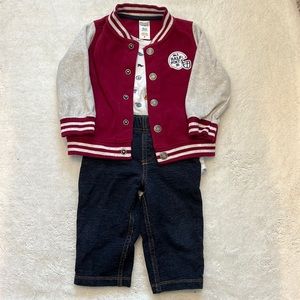 Carters Jacket, onesie, pants 9 month 3 piece set